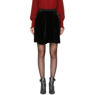 Shop Isabel Marant Black Velvet Tanza Miniskirt In 01bk Black