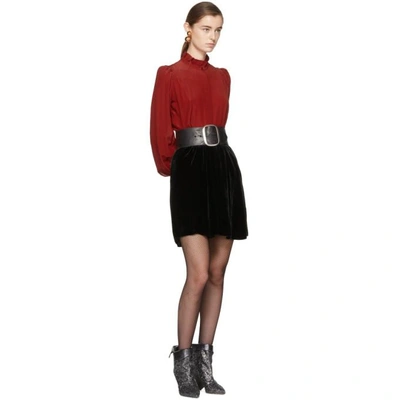 Shop Isabel Marant Black Velvet Tanza Miniskirt In 01bk Black