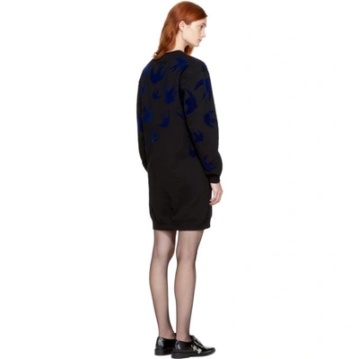 Shop Mcq By Alexander Mcqueen Black Swallow Flock Sweatshirt Dress