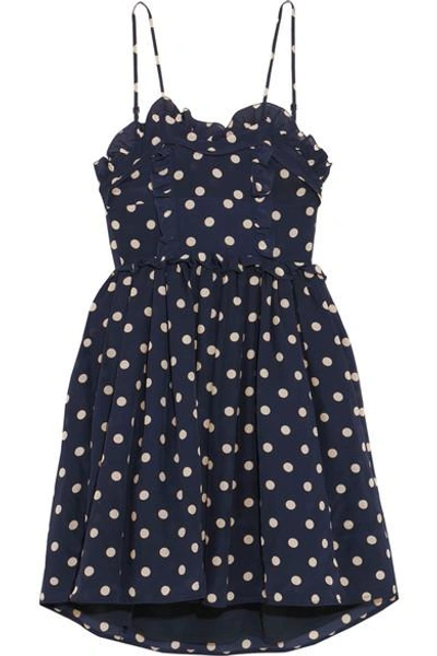 Shop Balenciaga Ruffled Polka-dot Silk Crepe De Chine Mini Dress