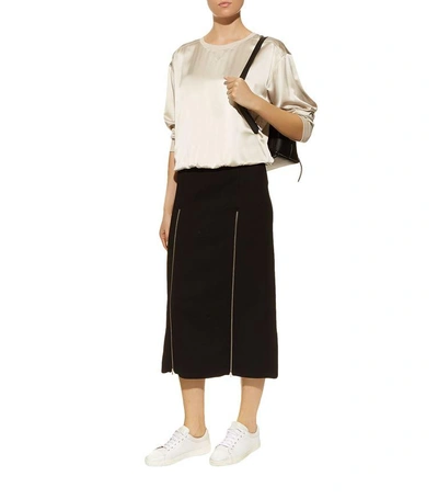 Shop Maje Zip Detail Midi Skirt In Grey