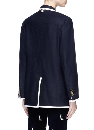 Shop Thom Browne Contrast Tipping Merino Wool Melton Blazer