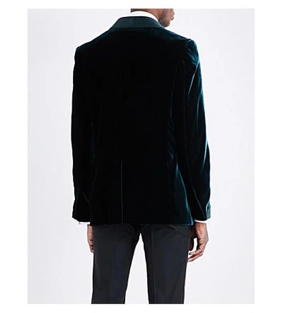 Shop Tom Ford Shelton Regular-fit Velvet Jacket In Emerald Green