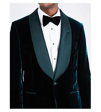 Shop Tom Ford Shelton Regular-fit Velvet Jacket In Emerald Green