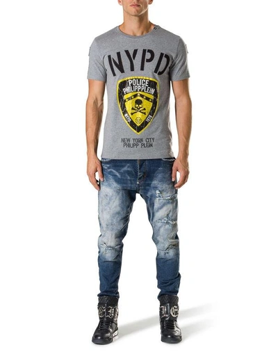 Shop Philipp Plein T-shirt Round Neck Ss "police"