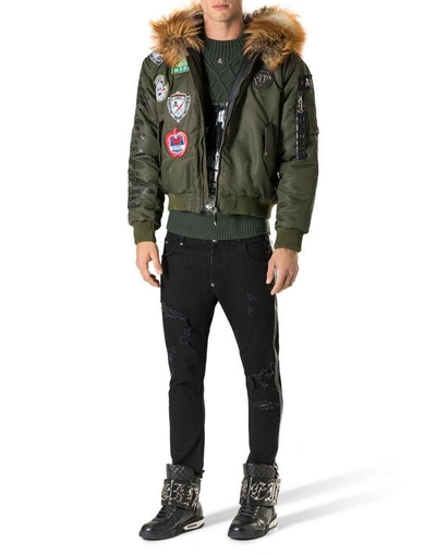 Shop Philipp Plein Down Jacket "i Take"