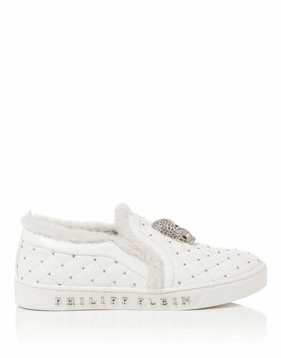 Shop Philipp Plein Slip On "white" In White/nickel