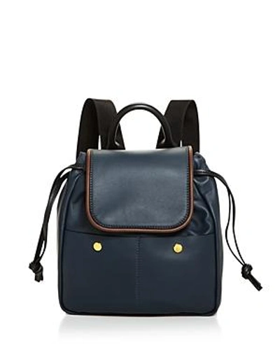 Shop Marni Leather Backpack In Deep Blue/gold