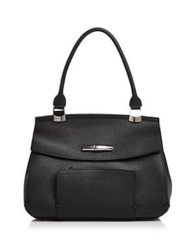 Shop Longchamp Madeleine Leather Shoulder Bag In Black/gunmetal