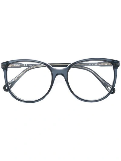 Shop Chloé Round Frame Eyeglasses In Blue