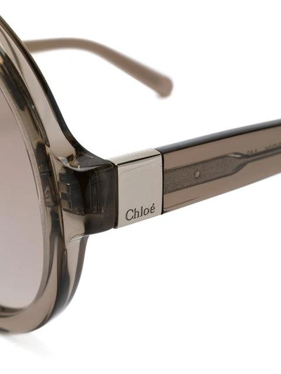 Shop Chloé Round Frame Sunglasses In Neutrals