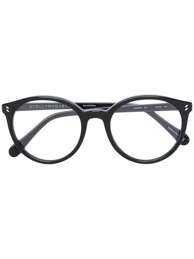 Shop Stella Mccartney Eyewear Keyhole Round Frame Glasses - Black