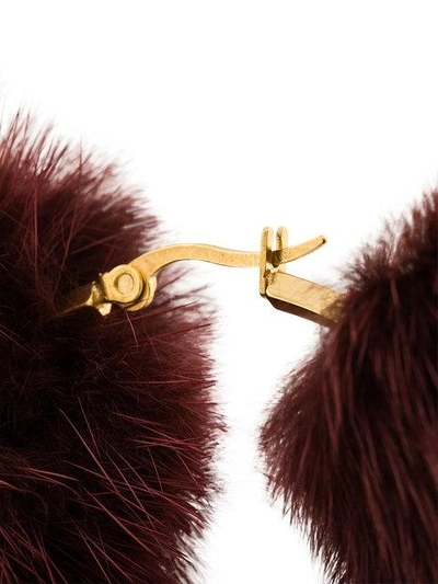 Shop Wild And Woolly Burgundy Rendezvous Fur Earrings In Red
