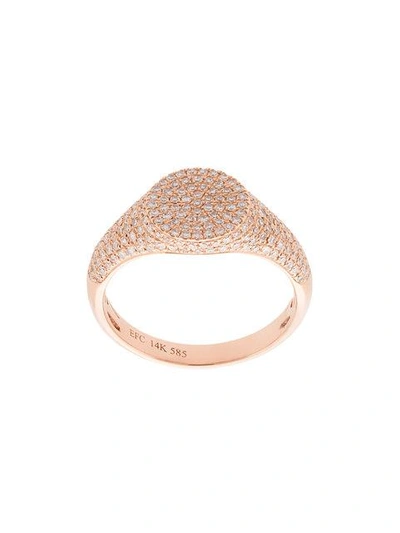 Shop Ef Collection Diamond Signet Pinky Ring In Metallic