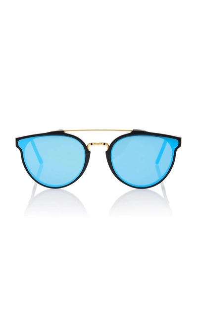 Shop Super Giaguaro Aviator-style Gold-tone Acetate Sunglasses In Blue
