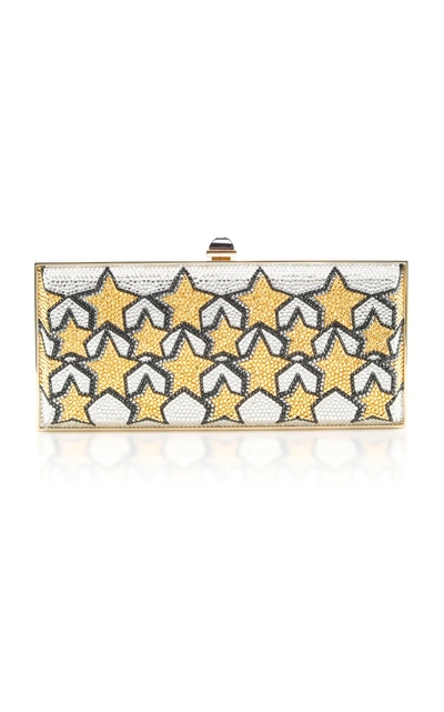 Shop Judith Leiber Large Coffered Rectangle Stars Clutch In Yellow