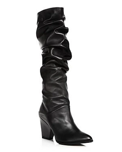 Shop Stuart Weitzman Women's Smashing Leather Scrunched Leather Tall Boots In Black