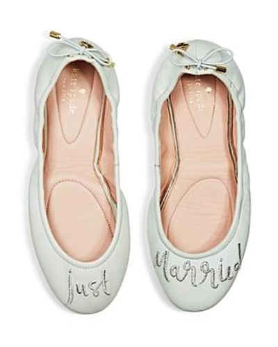 Shop Kate Spade New York Gwen Leather Just Married Travel Ballet Flats In Palest Mint
