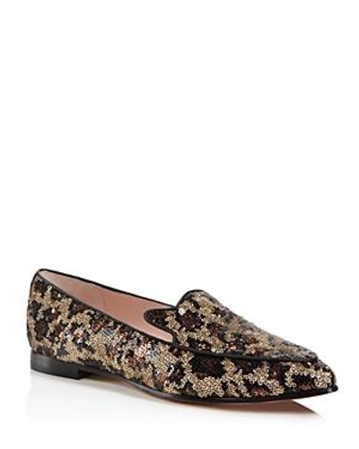 Shop Kate Spade New York Caty Sequin Leopard Print Loafers In Black/gold