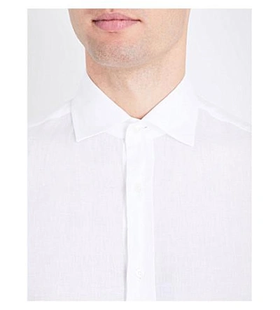 Shop Ralph Lauren Serengeti Linen Shirt In Optic White