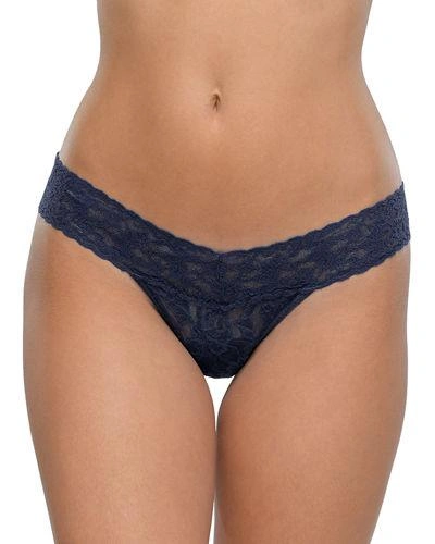 Shop Hanky Panky Signature Lace Low-rise Thong In Navy