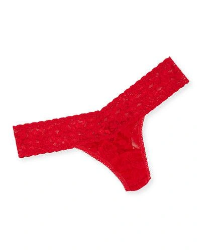 Shop Hanky Panky Signature Lace Low-rise Thong In Red