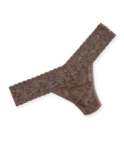 Shop Hanky Panky Signature Lace Low-rise Thong In Cappuccino