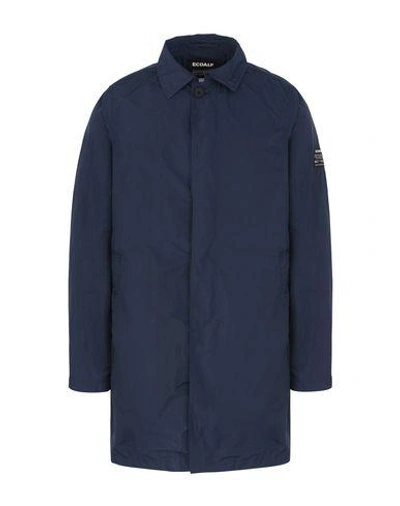 Shop Ecoalf Overcoats In Dark Blue