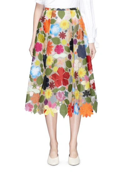 Shop Rosie Assoulin 'hodges Podges' Floral Patch Silk Organza Skirt