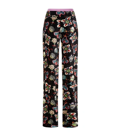 Shop Valentino Printed Velvet Trousers In Multi