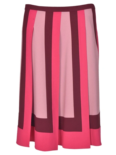 Shop Valentino Pleated Crepe Skirt In Rosso