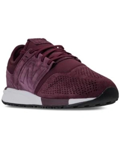 Shop New Balance Men's 247 Suede Casual Sneakers From Finish Line In Burgandy/white