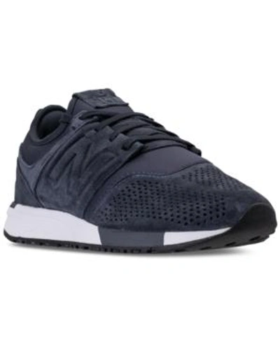 Shop New Balance Men's 247 Suede Casual Sneakers From Finish Line In Navy/white