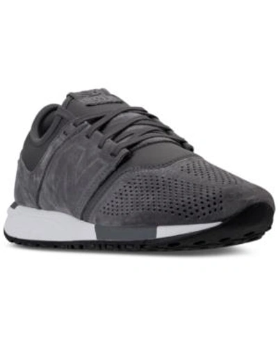 Shop New Balance Men's 247 Suede Casual Sneakers From Finish Line In Grey/white