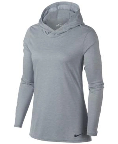 Shop Nike Dry Legend Hooded Top In Wolf Grey