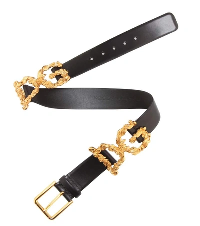Shop Dolce & Gabbana Embellished Leather Belt In Black