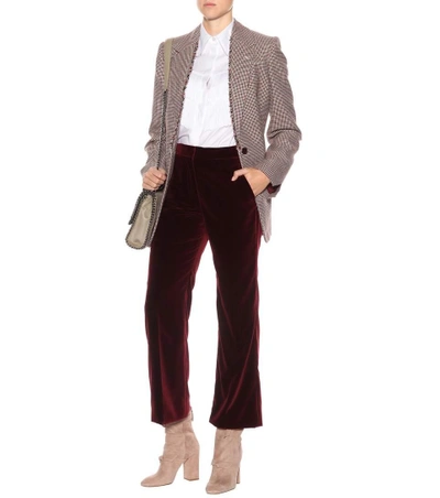 Shop Stella Mccartney Velvet Cropped Trousers In Purple