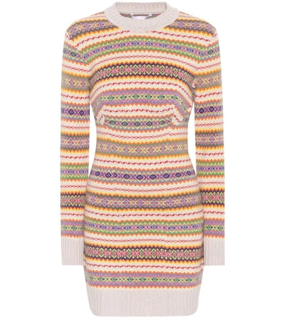 Shop Stella Mccartney Traditional Fair Isle Wool Dress In Multicoloured