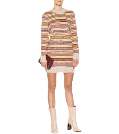 Shop Stella Mccartney Traditional Fair Isle Wool Dress In Multicoloured