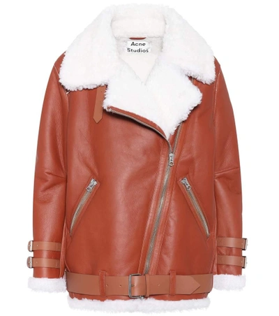 Shop Acne Studios Velocite Leather Jacket In Brown