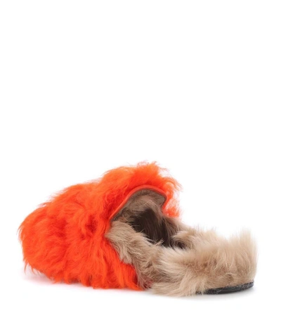 Shop Gucci Princetown Shearling Slippers In Orange