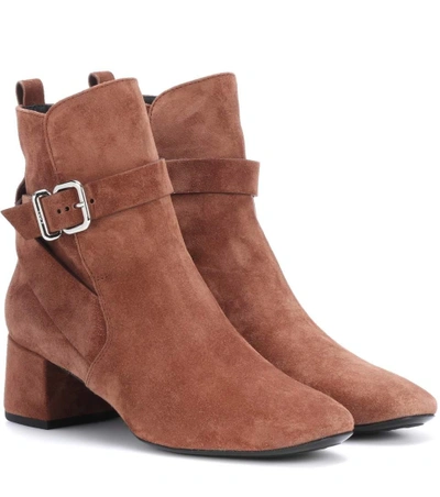 Shop Tod's Suede Ankle Boots In Brown