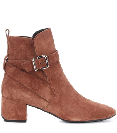 Shop Tod's Suede Ankle Boots In Brown