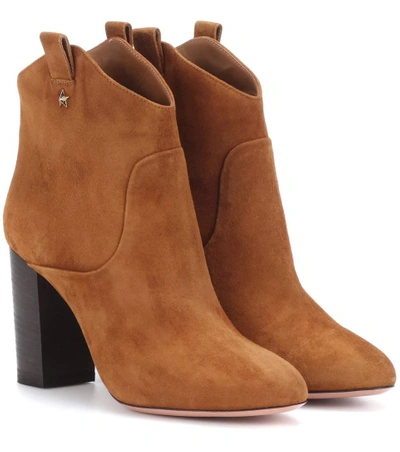 Shop Aquazzura Rocky Suede Ankle Boots In Brown