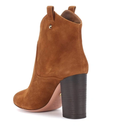 Shop Aquazzura Rocky Suede Ankle Boots In Brown