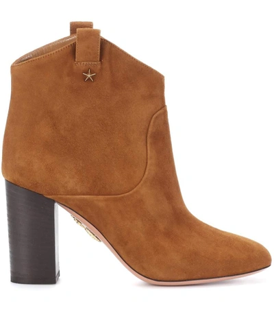 Shop Aquazzura Rocky Suede Ankle Boots In Brown