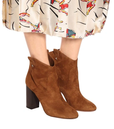 Shop Aquazzura Rocky Suede Ankle Boots In Brown