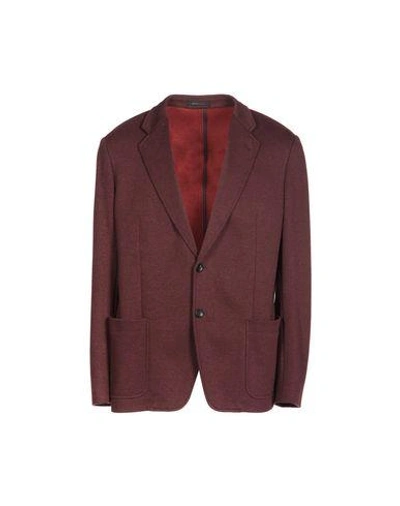Shop Armani Collezioni Suit Jackets In Maroon