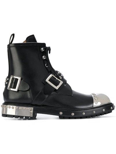 Shop Alexander Mcqueen Metal Toecap Boots - Black