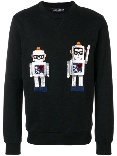 Shop Dolce & Gabbana Applique Robot Sweatshirt - Black